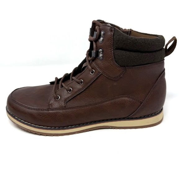 Steve Madden Brown Faux Leather Lace Up Side Zip Ankle Boots Kids Size 6 - Picture 9 of 12